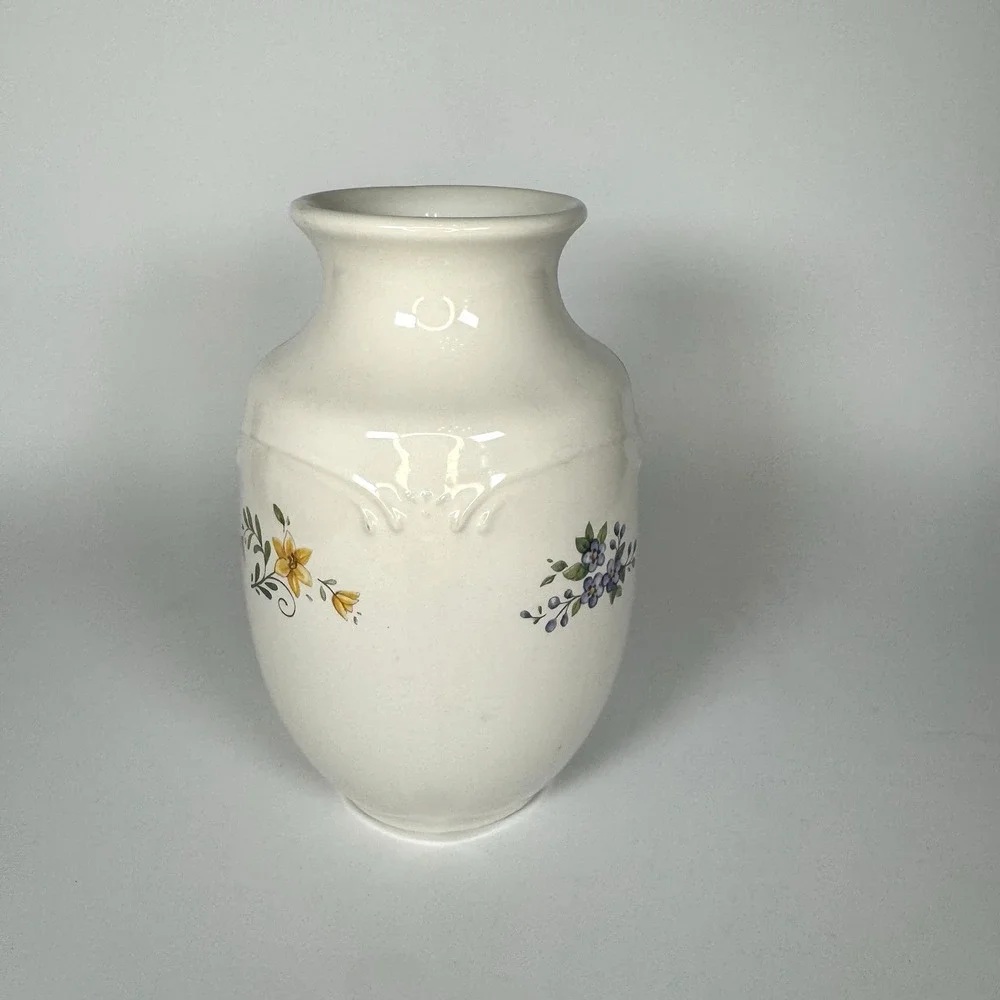 Pfaltzgraff Meadow Lane Floral Vase Vintage 90s Grandmacore Kitschy‎ Stoneware
